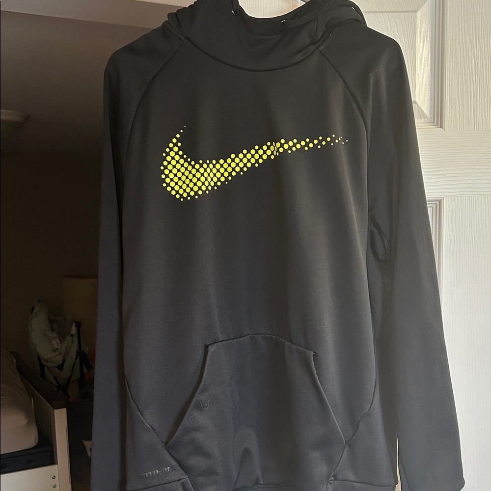 Nike Black Hoodie with Yellow Logo